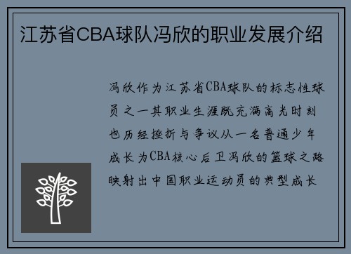 江苏省CBA球队冯欣的职业发展介绍