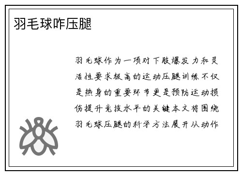 羽毛球咋压腿